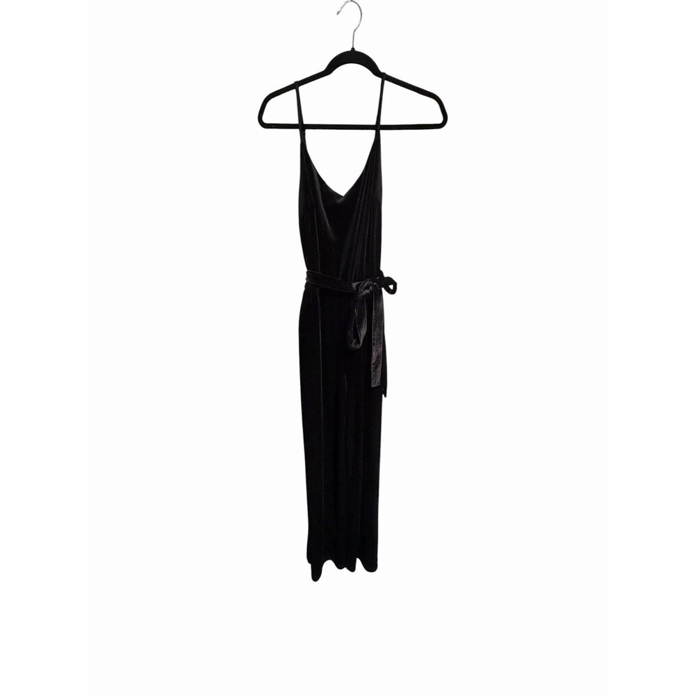 Sanctuary Women's Black Velvet Tie Waist Jumpsuit Size Small Whimsigoth Event